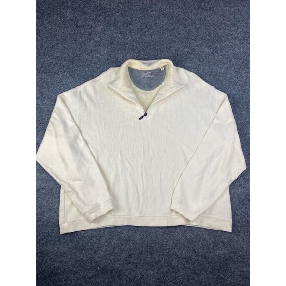 Paradise Collection Sweater Men's 2XL White Full Zip Mock Neck 100% Cotton - Picture 1 of 7